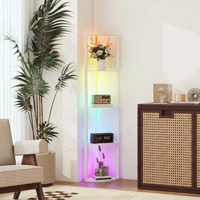 HOMCOM LED Lampa stojąca 5-stopniowa ściemnialna z półką, RGB zmiana kolorów, pilot | Aosom PL