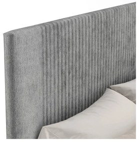 Szare tapicerowane łóżko dwuosobowe ze schowkiem ze stelażem 140x200 cm Etero – Maison de Rêve