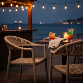 Krzesło Ogrodowe Beżowe 56x60x78 cm Plecione Sznurki Nowoczesne Wytrzymałe