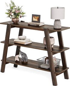 Stolik konsolowy do przedpokoju 105 cm, stolik na sofę 3-poziomowy, wąski, długi, z otwartymi półkami do przechowywania