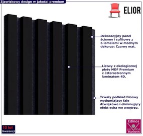 Akustyczne panele lamelowe 2 szt. czarny mat H4-N07