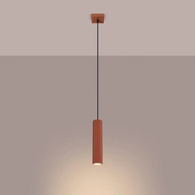 Lampa wisząca minimalistyczny Gloow, aluminium - 1 źródło światła 3000K - L.8 x H.118 cm - ochra czerwona