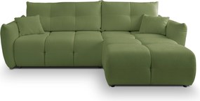 Masseno Narożnik MODA z funkcją spania i pojemnikiem na pościel Narozniki L, Rozkładana sofa - Zielony, SICURO 20