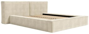 Łóżko ze skrzynią 180 x 200 cm – Sztruks w grube prążki – Beżowy – TIMANO II marki Pascal Morabito