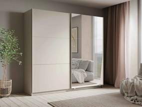 Szafa Przesuwna RADEN 221 cm z Lustrem Szafa Dwudrzwiowa, Odcienie beżu