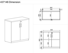 Szafka biurowa MIRELLI A+, 800 x 400 x 800 mm, orzech