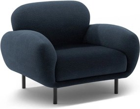 Ciemnoniebieski fotel z materiału bouclé Poppy – Micadoni