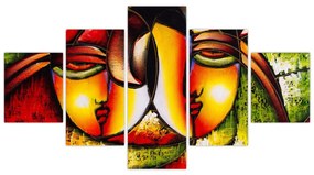 Obraz - Obraz olejny, abstrakcyjne twarze (125x70 cm)
