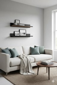 Zestaw Półek Czarny Wiszących + Dąb Craft 2 Szt C7-W57