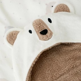 Brązowo-kremowy koc dziecięcy z kapturem z mikropluszu 90x125 cm Cosy Bear – Catherine Lansfield