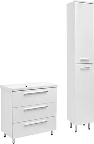 Biały Zestaw do Łazienki Stojący 80cm Szafka z Umywalką Słupek Bryza