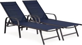 Zestaw 2 metalowych leżaków ogrodowych "Farniente" - Granatowy