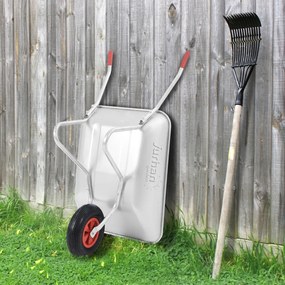 Taczka ogrodowa ocynkowana LARRY, max. pojemność 80l/100kg, srebrna/czarna Gardebruk