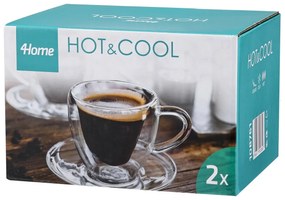 4Home Szklanka termiczna filiżanka ze spodkiem Heart Hot&Cool, 150 ml, 2 szt.