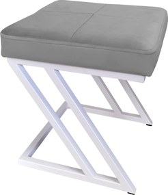 Pufa ZETA tkanina Welur loft ławka podnóżek metal : Kolor Stelaża - Biały, Kolor tkaniny - VELVET - MG17, Typ tkaniny - Velvet