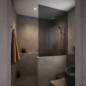 Ścianka prysznicowa Walk In MOLIS HALF Classic Grafit szkło grafitowe| Różne rozmiary : Kolor profili kabiny - chrom / srebrny, Rozmiar - 100 x 180 cm