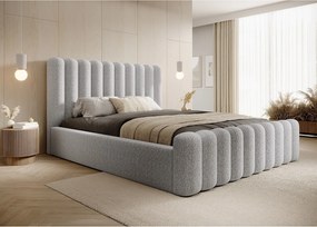 Łóżko tapicerowane Mona VII DomoHome, nowoczesna rama z dużą skrzynią, tkanina łatwa w pielęgnacji, 140x200 cm, JESION