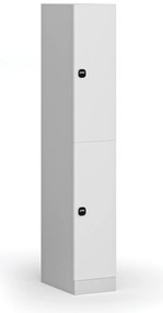 Szafka skrytkowa S1, 2 schowki, 1850 x 300 x 500 mm, zamek RFID, drzwi laminowane, biała