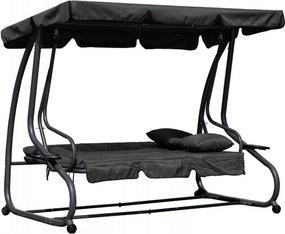 Huśtawka ogrodowa 3-osobowa z funkcją spania i daszkiem Valencia, szary