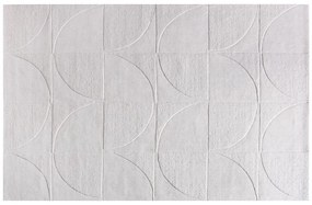 Dywan z wypukłym geometrycznym wzorem ręcznie tuftowany 100% wełny - 160 x 230 cm - Kość słoniowa - MILUNA