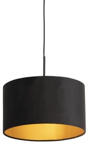 Lampa wisząca z czarnym aksamitnym kloszem ze złotem 35 cm - Combi klasyczny/Antyczny Oswietlenie wewnetrzne