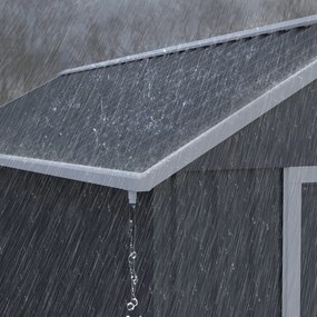 Outsunny Szopa Ogrodowa, Dom Narzędziowy z Metalu, Podwójne Drzwi, Okno, 259x172x222 cm, Szary/Biały