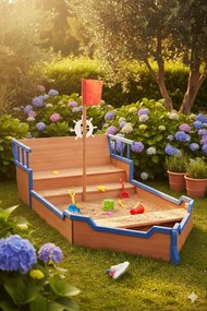 Drewniana piaskownica na wzór pirackiego statku N1-B18