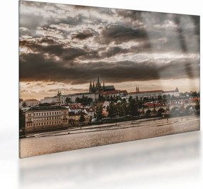 Obraz na szkle - pochmurna Praga (70x50 cm)