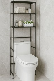 Czarny regał łazienkowy z 3 półkami nad toaletę G9-E72