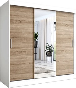 Szafa przesuwna biały + dąb sonoma 200 cm P4-T48