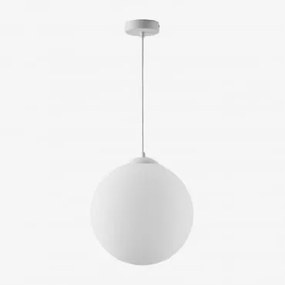 Żelazna Lampa Sufitowa Ze Szklaną Kulą Uvol Biała & Ø30 Cm - Sklum