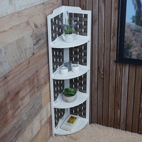 Półka narożna MCW-K85, biały, wiklina antracyt