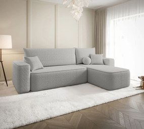 Jasnoszary narożnik tapicerowany tkaniną boucle S0-C28