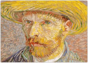 Obraz - Vincent van Gogh, Self-Portrait with a Straw Hat (The Potato Peeler), reprodukcje (70x50 cm)