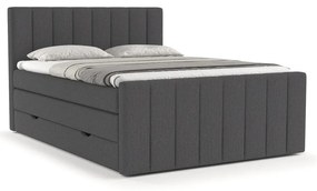 Szare łóżko boxspring ze schowkiem 200x200 cm Ruby – Maison de Rêve