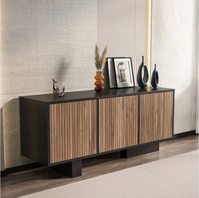 Komoda – 150 cm x 51,5 cm x 45 cm – Czarny i jasny orzech – MDF