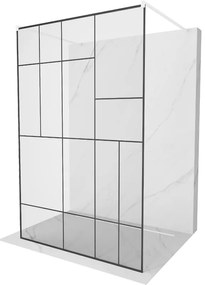 Mexen Kioto ścianka prysznicowa wolnostojąca 120 x 200 cm, czarny wzór 8 mm, biała - 800-120-002-20-78