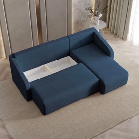 Masseno Narożnik MARELLO z funkcją spania i pojemnikiem na pościel Narozniki L, Rozkładana sofa - Niebieski, NEVE 77
