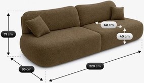 Sofa AVERIO Rozkładana Dwuosobowa Brązowa Boucle Japandi
