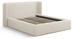 Kremowe tapicerowane łóżko dwuosobowe ze schowkiem ze stelażem 140x200 cm Jason – Windsor &amp; Co Sofas
