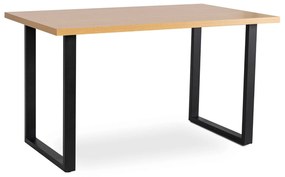 Zestaw Stół Prostokątny VETTEL 120 cm Dąb Złoty/Czarny i 4 Krzesła Tapicerowane PERU 2 Czarne Nowoczesne Loft