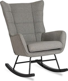 Fotel Bujany na Biegunach Uszak Wypoczynkowy JACKSON Szary do Salonu Nowoczesny