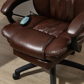 Vinsetto Fotel biurowy ergonomiczny z masażem regulowane siedzisko brązowy 68x68x119-127 cm | Aosom PL