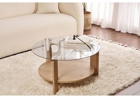 Stolik konferencyjny Clara Sapphire Oak z ciemnym szkłem