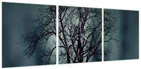 Obraz drzewa podczas zaćmienia (z zegarem) (90x30 cm)