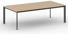 Stół konferencyjny do biura PRIMO INVITATION, 240x120 cm, czarna podstawa, buk