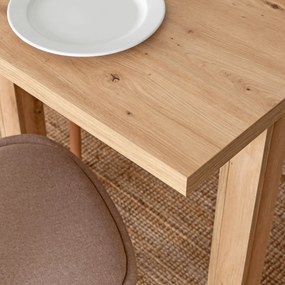 Zestaw Stół Prostokątny Rozkładany SKUBI 120-160 cm Dąb Artisan i 4 Krzesła Tapicerowane do Jadalni NEVEL Beżowe Skandynawskie