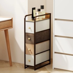 HOMCOM Komoda z 4 tkaninowymi szufladami, szafka do przechowywania ze stalową ramą, 20 x 47 x 84,5 cm, wielobarwna | Aosom PL