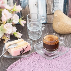 Orion Zestaw szklanych kubków z podstawkami Cozy 6szt., 0,091 ml, 91 ml