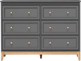 Komoda SUOLO 135,5 cm do Salonu Sypialni 6 Szuflad Szary